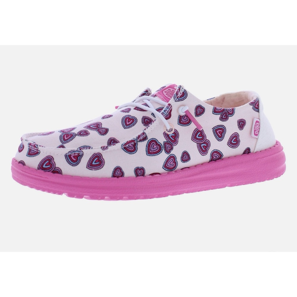 Hey Dude Wendy Hearts PS Girls Pink Women's Heart Patterned Shoes Size Y5 / L6